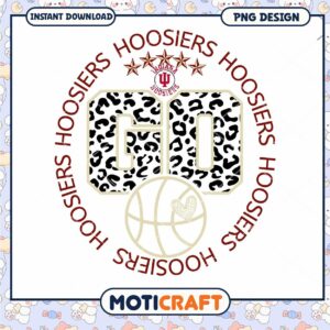 Indiana Hoosiers Leopard Print Basketball PNG Design