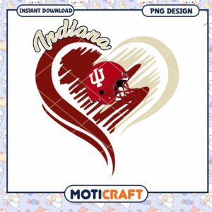Indiana Heart Design with Football Helmet PNG Download