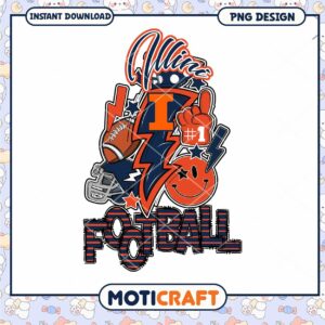 Illinois Football PNG Design Instant Download Art