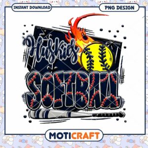 Huskies Softball Team PNG Design for Instant Download