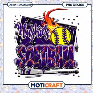 Huskies Softball Colorful PNG Design for Instant Use