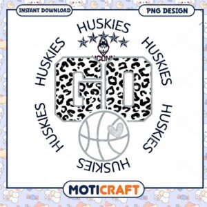 Huskies Go Basketball PNG Design Instant Download Art