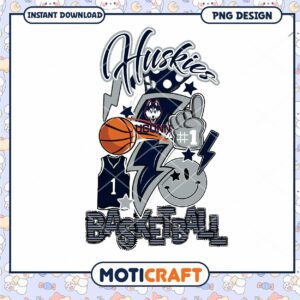 Huskies Basketball PNG Design for Instant Download Art