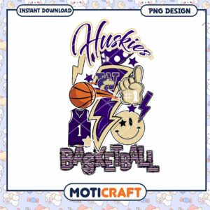 Huskies Basketball PNG Design for Instant Download Artwork