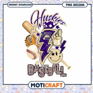 Huskies Baseball PNG Design Instant Download Graphic