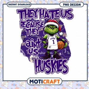 Huskies Basketball Grinch Design for Instant Download PNG