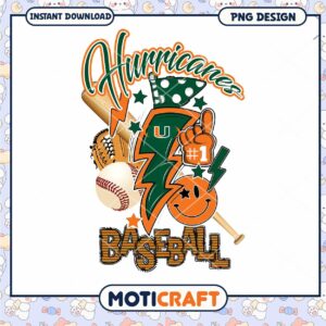 Hurricanes Baseball Fun PNG Design Instant Download