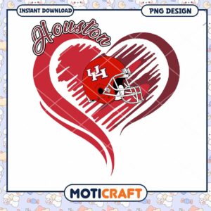 Houston Heart Design with Football Helmet PNG Download