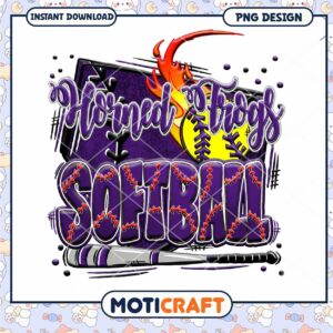 Horned Frogs Softball PNG Design Instant Download Art