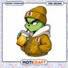 Grumpy Green Character Enjoying Coffee PNG Design Download