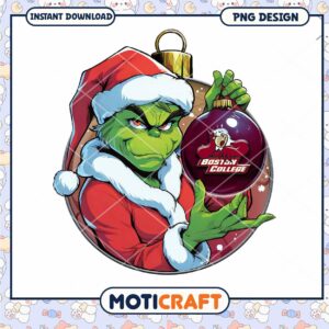 Grinch with Boston College Ornament PNG Design Download