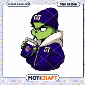Grinch Wearing Auburn Gear PNG Instant Download Design