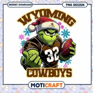Grinch Style Wyoming Cowboys PNG for Instant Download