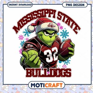 Grinch Style Mississippi State Bulldogs PNG Downloadable Design