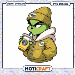 Grinch PNG Design with Coffee and Pittsburgh Apparel