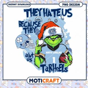 Grinch North Carolina Tar Heels Christmas PNG Design