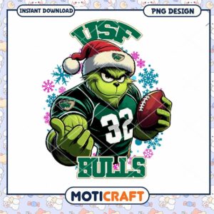 Grinch Inspired USF Bulls Football PNG Design Download