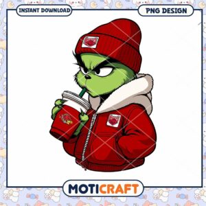 Grinch in Hoodie PNG Instant Download Cute Design