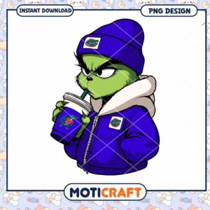 Grinch in Blue Jacket PNG Instant Download Design