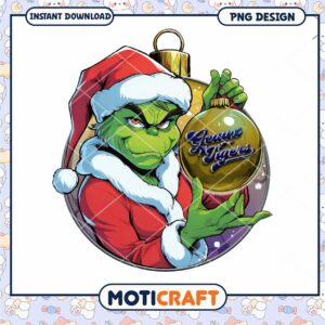 Grinch Holiday Ornament PNG Design for Instant Download