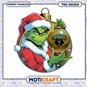 Grinch Holiday Ornament Design for Baylor Bears Fans