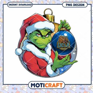 Grinch Holding UCLA Ornament PNG Design for Download