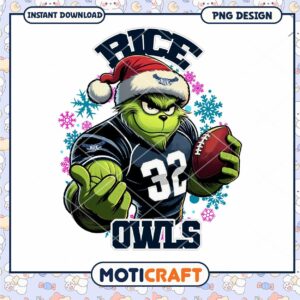 Grinch Football Owls PNG Design for Holiday Cheer