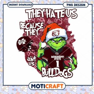 Grinch Football Design for Mississippi State Fans PNG