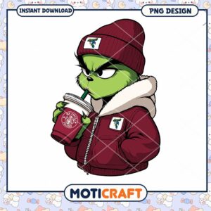 Grinch Enjoying Coffee Cute PNG Downloadable Art Design