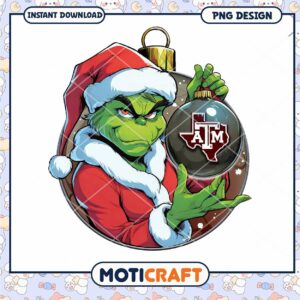 Grinch Christmas Ornament Texas A&M PNG Design Download