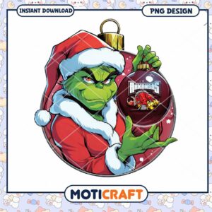 Grinch Christmas Ornament PNG Design for Instant Download