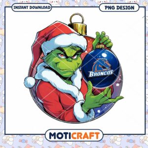 Grinch Christmas Ornament PNG Design for Broncos Fans
