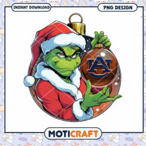 Grinch Christmas Ornament PNG Auburn University Design