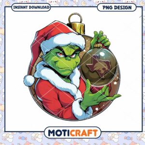 Grinch Christmas Ornament Design PNG Instant Download