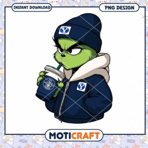 Grinch Character in BYU Hoodie PNG Instant Download Design