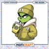 Grinch Character Drinking Coffee PNG Instant Download Design