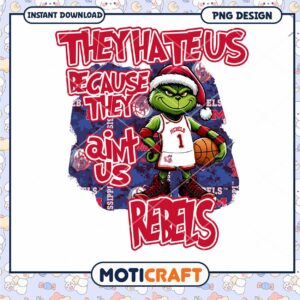 Grinch Basketball Rebels PNG Design for Instant Download