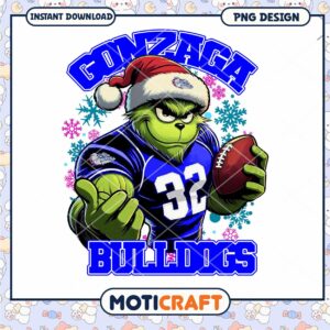Gonzaga Bulldogs Grinch Football PNG Design Download