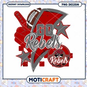 Go Rebels Football PNG Design Instant Download Art