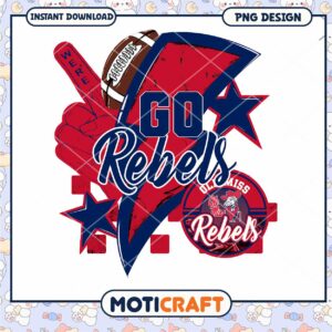 Go Rebels Ole Miss Football PNG Design Instant Download