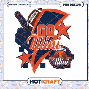 Go Illini Football Spirit Design PNG Instant Download