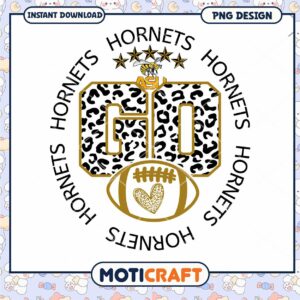 Go Hornets Football PNG Design with Leopard Print Style