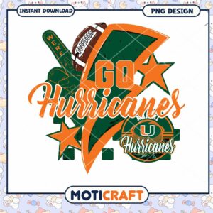 Go Hurricanes Football PNG Design for Instant Download