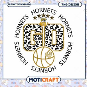 Go Hornets Basketball PNG Design for Instant Download