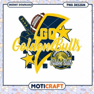 Go Golden Bulls Football PNG Design Instant Download