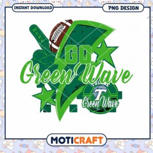 Go Green Wave Football PNG Design for Instant Download