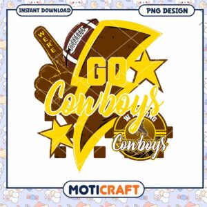 Go Cowboys Football PNG Design Instant Download Art