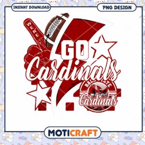 Go Cardinals Football PNG Design Instant Download Artwork