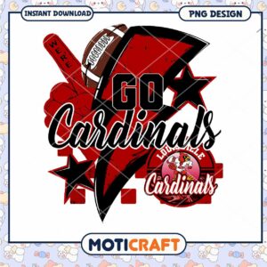 Go Cardinals Football PNG Design Instant Download Art