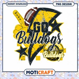Go Bulldogs Football PNG Design for Instant Download